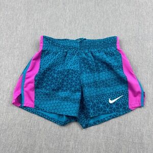 Nike Dry Shorts Girls Youth Medium Blue Pink Lined Running Dri Fit Training